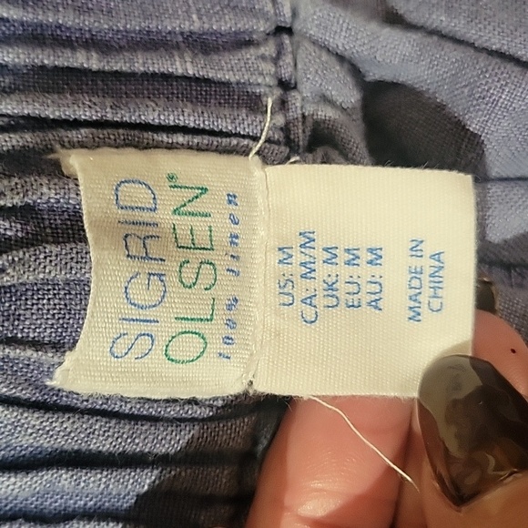 Sigrid Olsen Blue Linen Pants, Size M - Picture 2 of 3
